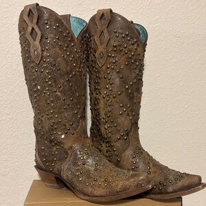 Corral Distressed Brown Studded Boots